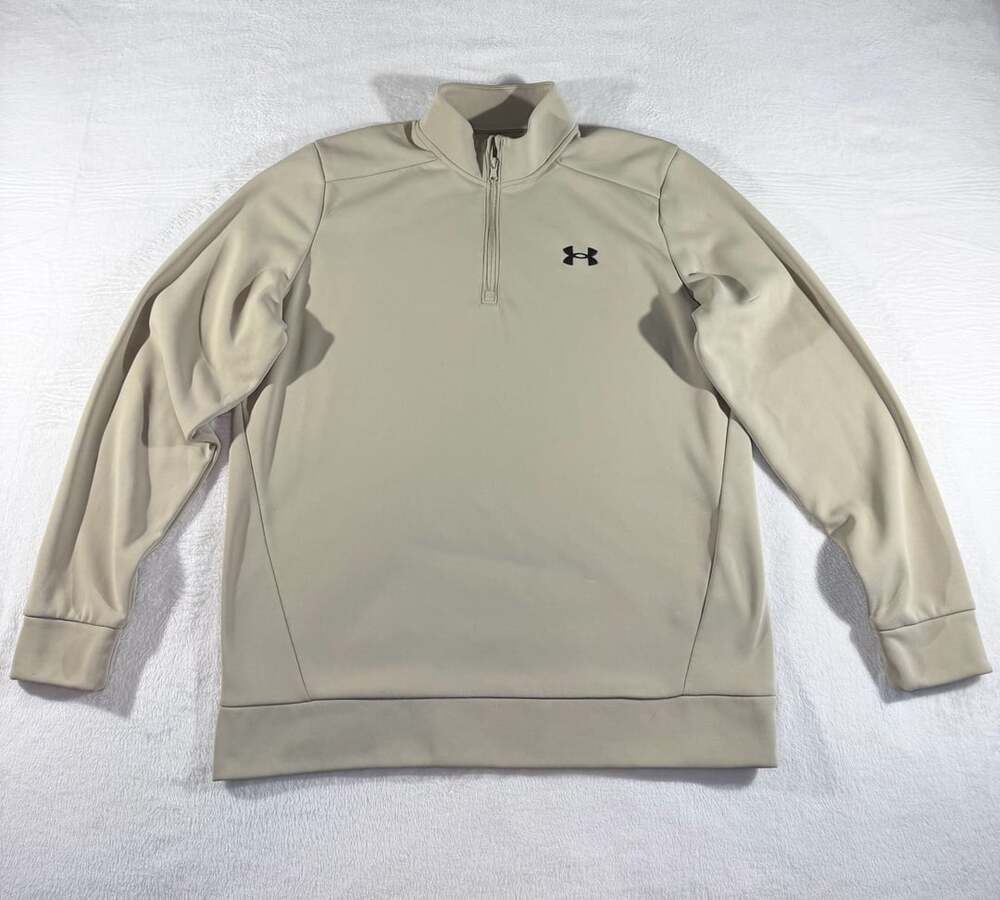 Under Armour Quarter-Zip Pullover Size XL Tan Fleece Long-Sleeve